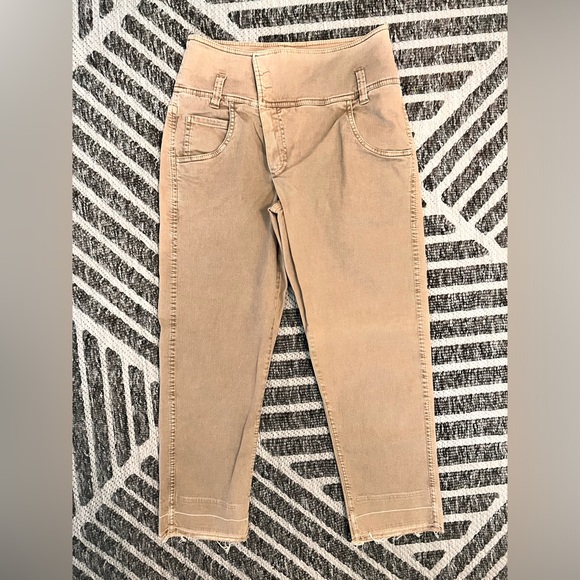 BRUNELLO CUCINELLI Sz 2 The Wrap Straight Jeans Raw Hem Khaki Denim Orig $1495